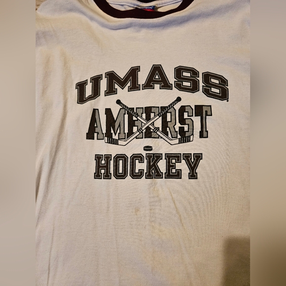 Vintage Champion UMASS HOCKEY Ringer T Shirt Mens Size XL - Picture 2 of 7